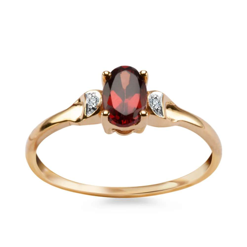 Pierścionek złoty  z diamentami i granatem